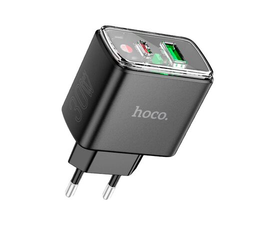 Зарядний пристрій HOCO CS42A Smart 1xUSB-C PD30W + 1xUSB QC3.0 Black (6942007620765)