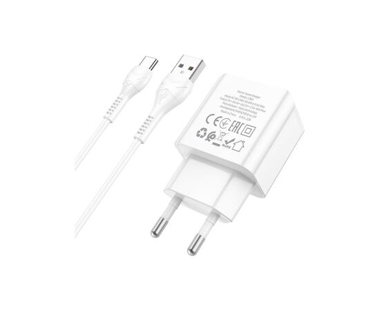 Зарядное устройство HOCO C98A Proton USB QC3.0 + cable USB to USB-C White (6931474766878), изображение 2