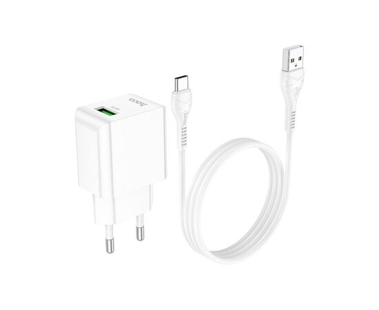 Зарядное устройство HOCO C98A Proton USB QC3.0 + cable USB to USB-C White (6931474766878), изображение 6