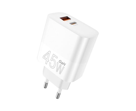 Зарядний пристрій WUW C209 1xUSB-C PD45W + 1xUSB QC3.0 18W White (WUW-C209)