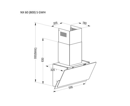 Вытяжка кухонная Pyramida NX 60 (800) S GWH, изображение 6 Вытяжка кухонная Pyramida NX 60 (800) S GWH, изображение 6