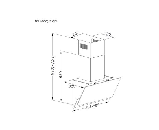 Вытяжка кухонная Pyramida NX 60 (800) S GBL, изображение 6 Вытяжка кухонная Pyramida NX 60 (800) S GBL, изображение 6