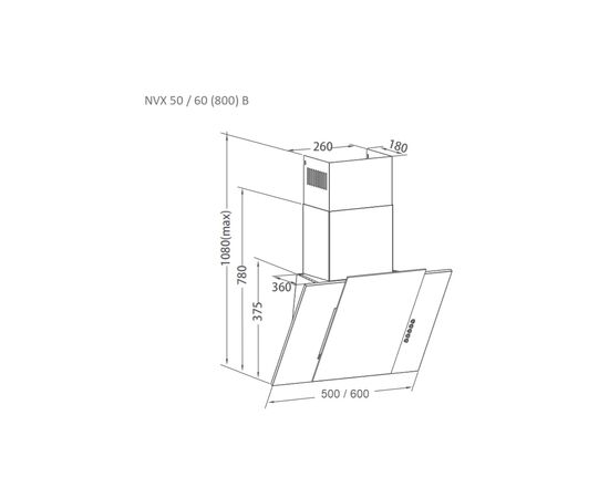 Вытяжка кухонная Pyramida NVX 60 (800) B XBL, изображение 7 Вытяжка кухонная Pyramida NVX 60 (800) B XBL, изображение 7
