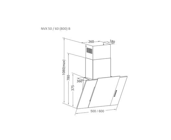 Вытяжка кухонная Pyramida NVX 50 (800) B WH, изображение 6 Вытяжка кухонная Pyramida NVX 50 (800) B WH, изображение 6