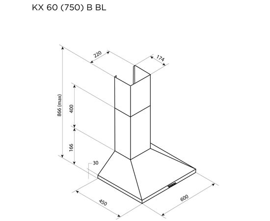 Вытяжка кухонная Pyramida KX 60 (750) B BL, изображение 9 Вытяжка кухонная Pyramida KX 60 (750) B BL, изображение 9