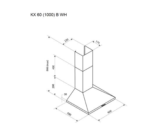 Вытяжка кухонная Pyramida KX 60 (1000) B WH, изображение 7 Вытяжка кухонная Pyramida KX 60 (1000) B WH, изображение 7