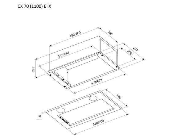 Вытяжка кухонная Pyramida CX 70 (1100) E IX, изображение 8 Вытяжка кухонная Pyramida CX 70 (1100) E IX, изображение 8