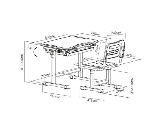 Парта со стулом FunDesk Piccolino Grey (211459), изображение 4 Парта со стулом FunDesk Piccolino Grey (211459), изображение 4