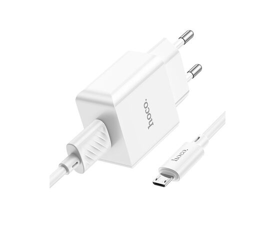 Зарядное устройство HOCO C106A Leisure USB + cable USB to Micro 5P 10.5W White (6931474783905), изображение 3 Зарядное устройство HOCO C106A Leisure USB + cable USB to Micro 5P 10.5W White (6931474783905), изображение 3