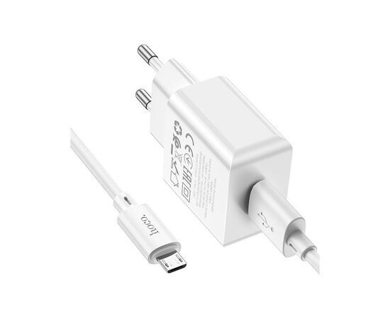 Зарядное устройство HOCO C106A Leisure USB + cable USB to Micro 5P 10.5W White (6931474783905), изображение 4 Зарядное устройство HOCO C106A Leisure USB + cable USB to Micro 5P 10.5W White (6931474783905), изображение 4
