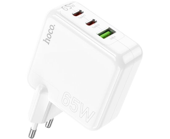 Зарядное устройство HOCO C115A Header 2xUSB-C PD65W + 1xUSB QC3.0 GaN White (6931474798312)