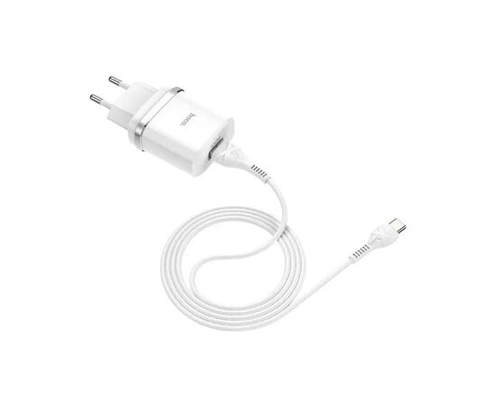 Зарядное устройство HOCO C12Q Smart USB QC3.0 + cable USB to USB-C 18W White (6931474716309), изображение 4 Зарядное устройство HOCO C12Q Smart USB QC3.0 + cable USB to USB-C 18W White (6931474716309), изображение 4