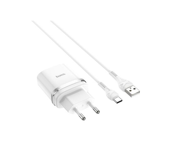 Зарядное устройство HOCO C12Q Smart USB QC3.0 + cable USB to USB-C 18W White (6931474716309)