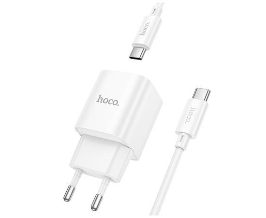 Зарядное устройство HOCO C146A Charm USB-C PD20W + cable USB-C to USB-C White (6942007630269), изображение 4
