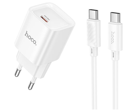 Зарядний пристрій HOCO C146A Charm USB-C PD20W + cable USB-C to USB-C White (6942007630269)
