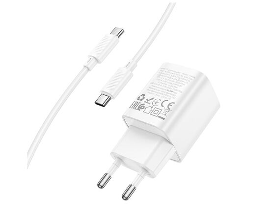 Зарядное устройство HOCO C149A Charm 1xUSB-C PD30W + 1xUSB QC3.0 + cable USB-C to USB-C White (6942007630351), изображение 3