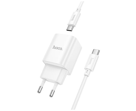 Зарядное устройство HOCO C149A Charm 1xUSB-C PD30W + 1xUSB QC3.0 + cable USB-C to USB-C White (6942007630351), изображение 4