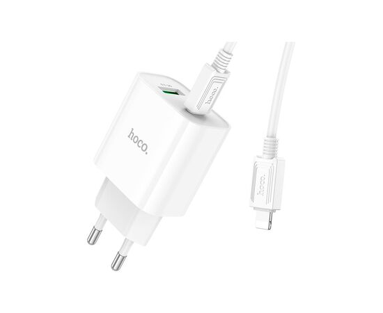 Зарядное устройство HOCO C80A Plus Rapido 1xUSB-C PD20W + 1xUSB QC3.0 + cable USB-C to Lightning White (6931474779892), изображение 3