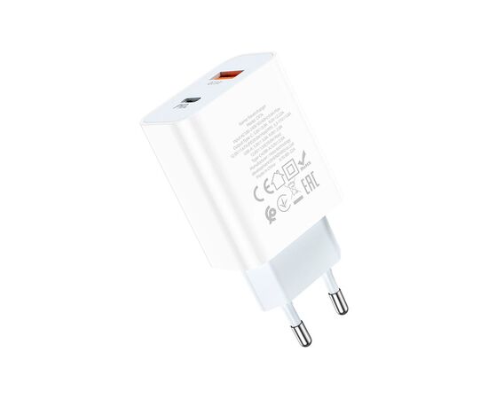 Зарядное устройство HOCO C97A 1xUSB-C PD20W + 1xUSB QC3.0 White (6931474766076), изображение 3 Зарядное устройство HOCO C97A 1xUSB-C PD20W + 1xUSB QC3.0 White (6931474766076), изображение 3