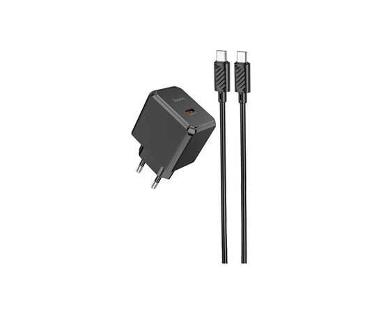 Зарядное устройство HOCO CS13A Ocean USB-C PD20W + cable USB-C to USB-C Black (6942007603843), изображение 2 Зарядное устройство HOCO CS13A Ocean USB-C PD20W + cable USB-C to USB-C Black (6942007603843), изображение 2