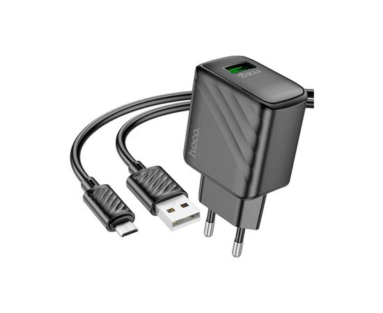 Зарядний пристрій HOCO CS21A Rich USB QC3.0 + cable USB to Micro 5P Black (6942007609890)