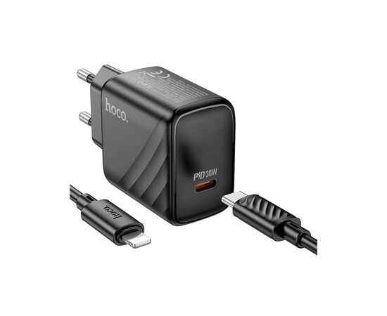 Зарядное устройство HOCO CS22A Value USB-C PD30W + cable USB-C to Lightning Black (6942007609920), изображение 4