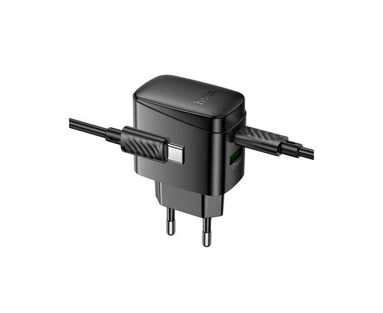 Зарядное устройство HOCO CS61A Bright 1xUSB-C PD30W + 1xUSB QC3.0 + cable USB-C to Lightning Black (6942007638432), изображение 4 Зарядное устройство HOCO CS61A Bright 1xUSB-C PD30W + 1xUSB QC3.0 + cable USB-C to Lightning Black (6942007638432), изображение 4