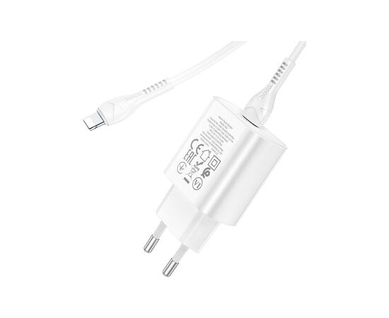 Зарядное устройство HOCO N22 Jetta USB-C PD25W + cable USB-C to Lightning White (6931474760074), изображение 4 Зарядное устройство HOCO N22 Jetta USB-C PD25W + cable USB-C to Lightning White (6931474760074), изображение 4