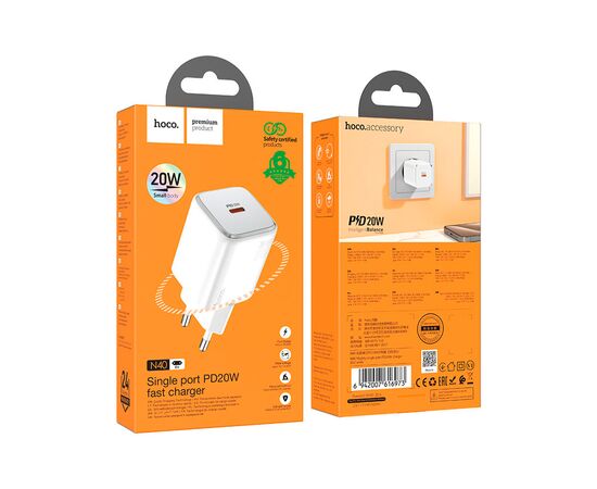 Зарядное устройство HOCO N40 Mighty USB-C PD20W White (6942007616973), изображение 4 Зарядное устройство HOCO N40 Mighty USB-C PD20W White (6942007616973), изображение 4