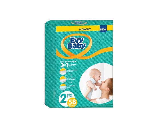 Подгузники Evy Baby Mini Розмір (3-6 кг) 58 шт (8683881000257)
