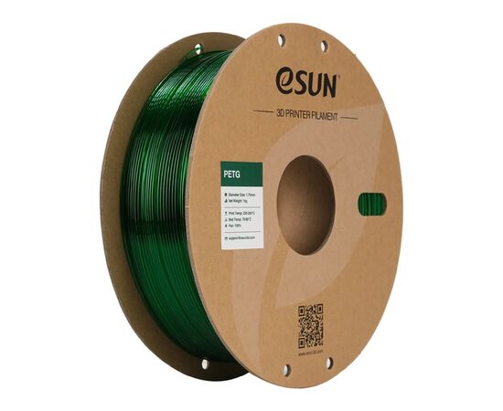 Пластик для 3D-принтера eSUN PETG 1.75мм, 1кг, transparent, green (PETG175G1)