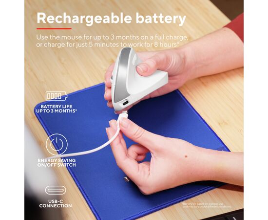 Мишка Trust Bayo+ Ergonomic Wireless/Bluetooth White (25399), зображення 11 Мишка Trust Bayo+ Ergonomic Wireless/Bluetooth White (25399), зображення 11