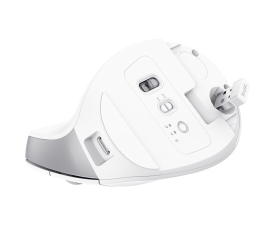 Мишка Trust Bayo+ Ergonomic Wireless/Bluetooth White (25399), зображення 7 Мишка Trust Bayo+ Ergonomic Wireless/Bluetooth White (25399), зображення 7