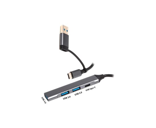 Концентратор Dynamode USB Type-C + USB-A to 1хUSB-C 3.0 1хUSB-A 3.0 2xUSB-A 2.0 dark grey (DM-UH-314AC), зображення 5 Концентратор Dynamode USB Type-C + USB-A to 1хUSB-C 3.0 1хUSB-A 3.0 2xUSB-A 2.0 dark grey (DM-UH-314AC), зображення 5