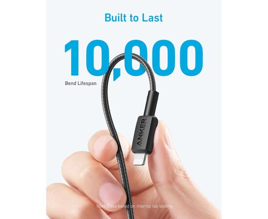 Дата кабель USB-C to Lightning 1.8m nylon 322 black Anker (A81B6G11), изображение 4 Дата кабель USB-C to Lightning 1.8m nylon 322 black Anker (A81B6G11), изображение 4