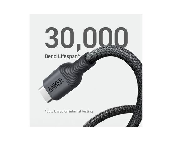 Дата кабель USB-C to USB-C 0.9m 140W bio-nylon 544 black Anker (A80F5H11), изображение 2 Дата кабель USB-C to USB-C 0.9m 140W bio-nylon 544 black Anker (A80F5H11), изображение 2