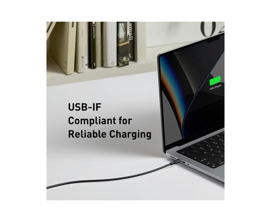 Дата кабель USB-C to USB-C 0.9m 140W bio-nylon 544 black Anker (A80F5H11), изображение 4 Дата кабель USB-C to USB-C 0.9m 140W bio-nylon 544 black Anker (A80F5H11), изображение 4