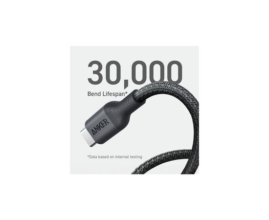 Дата кабель USB-C to USB-C 1.8m 140W bio-nylon 544 black Anker (A80F6H11), изображение 2 Дата кабель USB-C to USB-C 1.8m 140W bio-nylon 544 black Anker (A80F6H11), изображение 2
