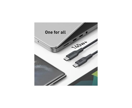 Дата кабель USB-C to USB-C 1.8m 140W bio-nylon 544 black Anker (A80F6H11), изображение 3 Дата кабель USB-C to USB-C 1.8m 140W bio-nylon 544 black Anker (A80F6H11), изображение 3