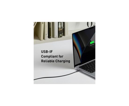 Дата кабель USB-C to USB-C 1.8m 140W bio-nylon 544 black Anker (A80F6H11), изображение 4 Дата кабель USB-C to USB-C 1.8m 140W bio-nylon 544 black Anker (A80F6H11), изображение 4