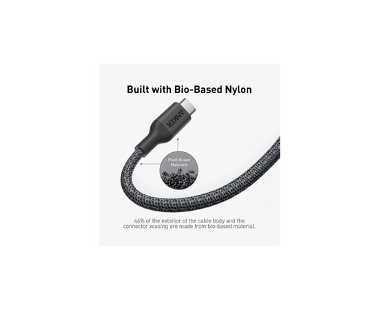 Дата кабель USB-C to USB-C 1.8m 140W bio-nylon 544 black Anker (A80F6H11), изображение 6 Дата кабель USB-C to USB-C 1.8m 140W bio-nylon 544 black Anker (A80F6H11), изображение 6