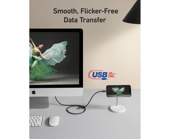 Дата кабель USB-C to USB-C 0.9m 240W 20Gbps 4K Video bio-nylon black Anker (A80N1H11), изображение 4 Дата кабель USB-C to USB-C 0.9m 240W 20Gbps 4K Video bio-nylon black Anker (A80N1H11), изображение 4