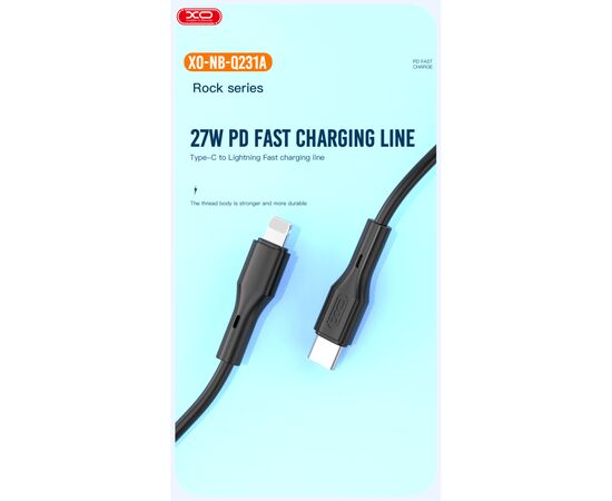 Дата кабель USB-C to Lightning 1.0m 27W Rock XO (NBQ231A_Black), изображение 2 Дата кабель USB-C to Lightning 1.0m 27W Rock XO (NBQ231A_Black), изображение 2