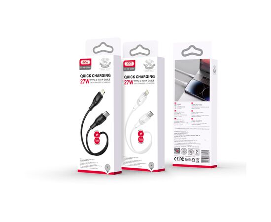 Дата кабель USB-C to Lightning 1.0m 27W High Elastic Zeus XO (NBQ239A_White), изображение 4 Дата кабель USB-C to Lightning 1.0m 27W High Elastic Zeus XO (NBQ239A_White), изображение 4