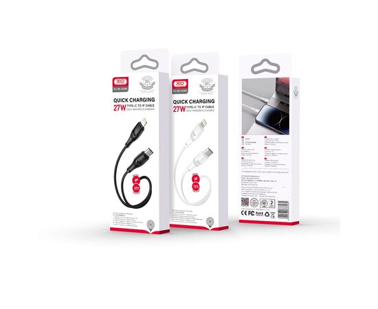 Дата кабель USB-C to Lightning 1.0m 27W High Elastic Zeus XO (NBQ239A_Black), изображение 2 Дата кабель USB-C to Lightning 1.0m 27W High Elastic Zeus XO (NBQ239A_Black), изображение 2