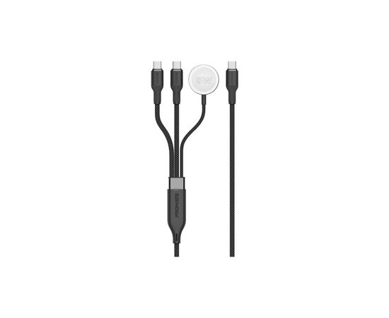 Дата кабель USB-C to 2xUSB-C 100W + Apple Watch 5W 1.4m FUSION-CCW black Promate (fusion-ccw.black)