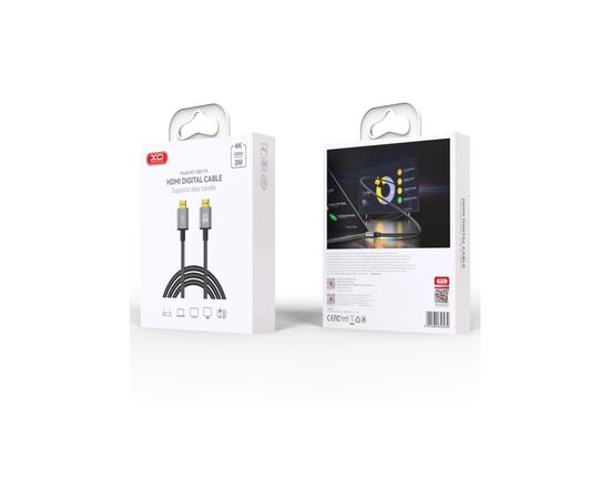 Кабель мультимедийный HDMI M to HDMI M 3.0m V2.0 black XO (GB017A-HDMI.tranish), изображение 4 Кабель мультимедийный HDMI M to HDMI M 3.0m V2.0 black XO (GB017A-HDMI.tranish), изображение 4