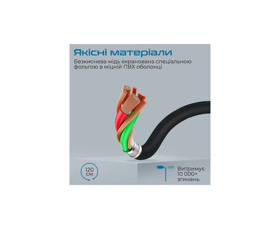 Кабель мультимедийный DisplayPort M to DisplayPort M 1.2m V1.4 black Promate (dplink-120.black), изображение 5 Кабель мультимедийный DisplayPort M to DisplayPort M 1.2m V1.4 black Promate (dplink-120.black), изображение 5