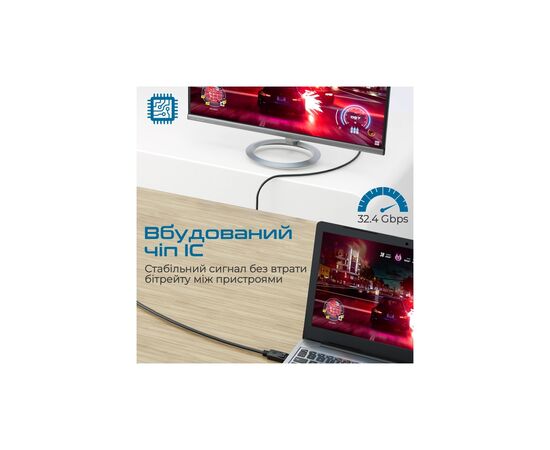 Кабель мультимедийный DisplayPort M to DisplayPort M 2.0m V1.4 black Promate (dplink-200.black), изображение 4 Кабель мультимедийный DisplayPort M to DisplayPort M 2.0m V1.4 black Promate (dplink-200.black), изображение 4