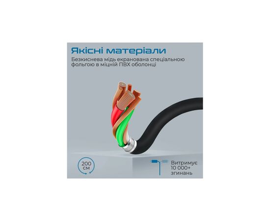 Кабель мультимедийный DisplayPort M to DisplayPort M 2.0m V1.4 black Promate (dplink-200.black), изображение 5 Кабель мультимедийный DisplayPort M to DisplayPort M 2.0m V1.4 black Promate (dplink-200.black), изображение 5